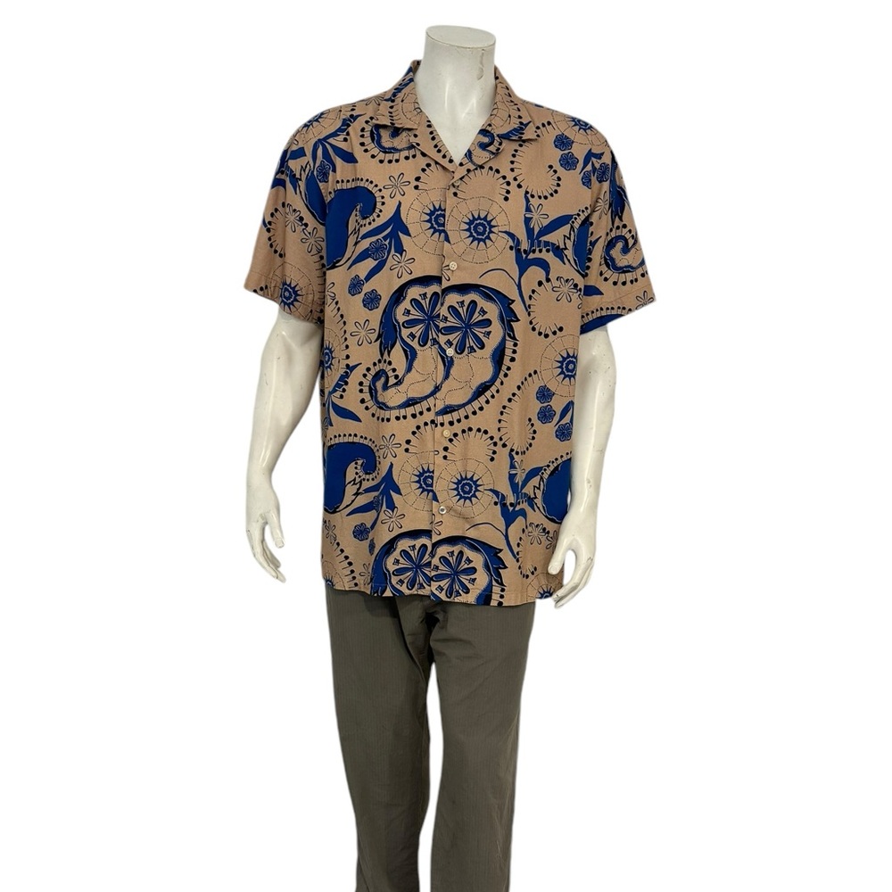 Scotch & Soda Mens Brown Paisley Short Sleeve Button Shirt
